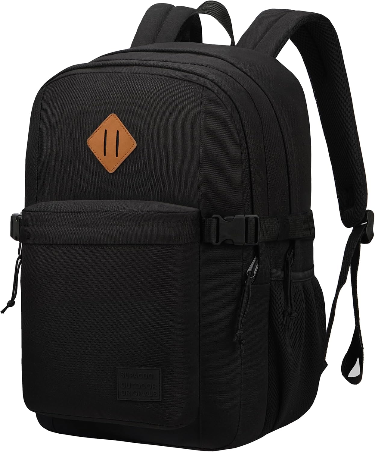 SUPACOOL Black Backpack For School, Bookbag for Boys, Girls and Kids, Boys backpacks, Laptop Compartment,Travel Backpack for Men and Women(Black) | For School
