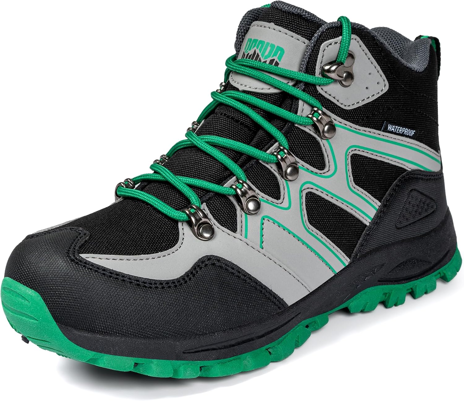 R CORD Lace Up Durable Kids Hiking Boots Waterproof, Anti Slip TPR Sole, Toe Cap with Ankle Support Breathable Outdoor Boots for Boys Girls, Secure Lace Fit for Playground Safety, Family Hikes, Camping, and National Park Travel