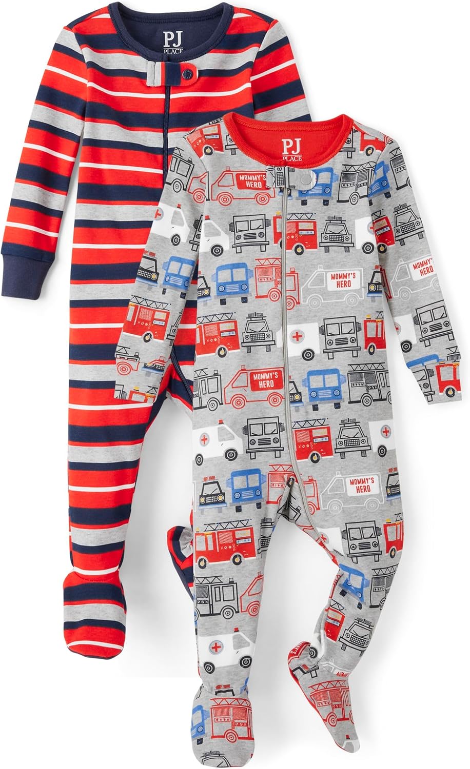 The Children’s Place Baby Girls’ And Toddler Snug Fit 100% Cotton Zip-front One Piece Footed Pajamas 2-pack