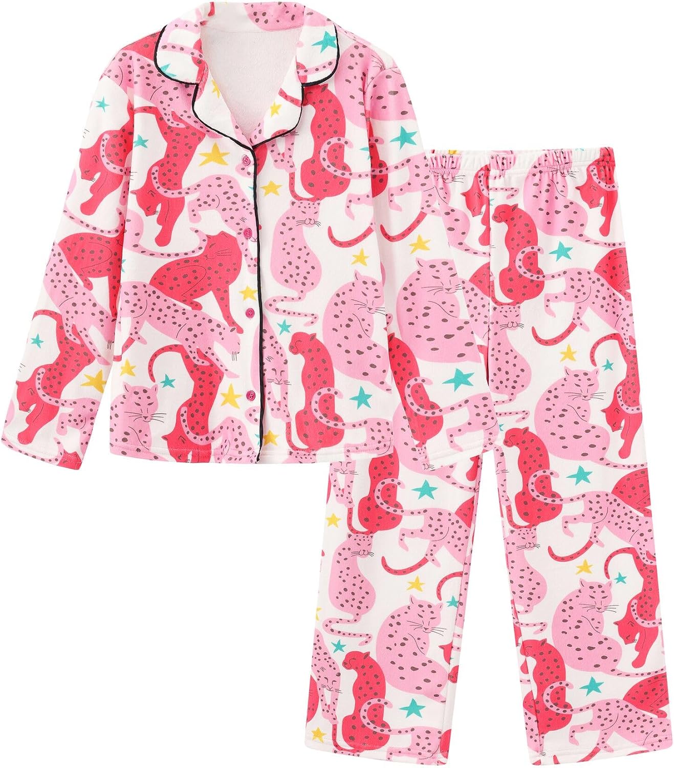 Girls Pajamas Sets Micro Fleece Pjs Long Sleeve Top & Pants 2 Piece Christmas Sleepwear