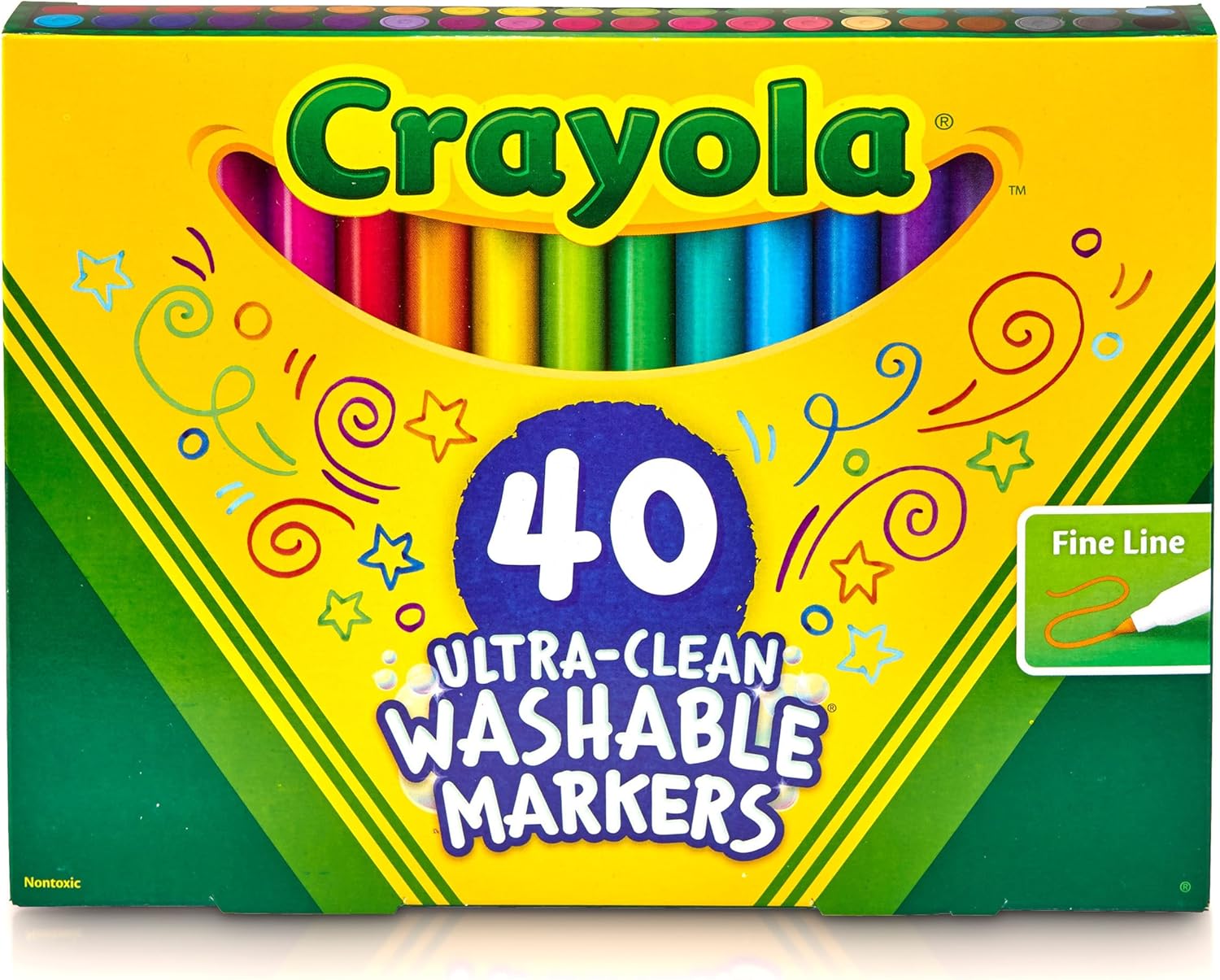Crayola Ultra Clean Fine Line Washable Markers (40ct), School Supplies, Classroom Teacher Must Haves, Homeschool Essentials, Gifts for Kids, Ages 3, 4, 5