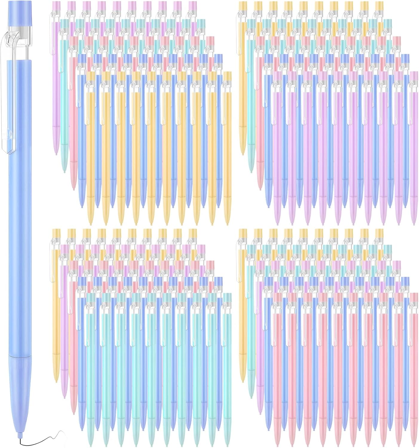 Fuyoooo 200 Pcs 0.7mm Mechanical Pencils with Eraser Bulk, Colorful Mechanical Pencil 0.7mm for Office Classroom Back to School Supplies School Student Writing Drawing Sketching(Multicolor)