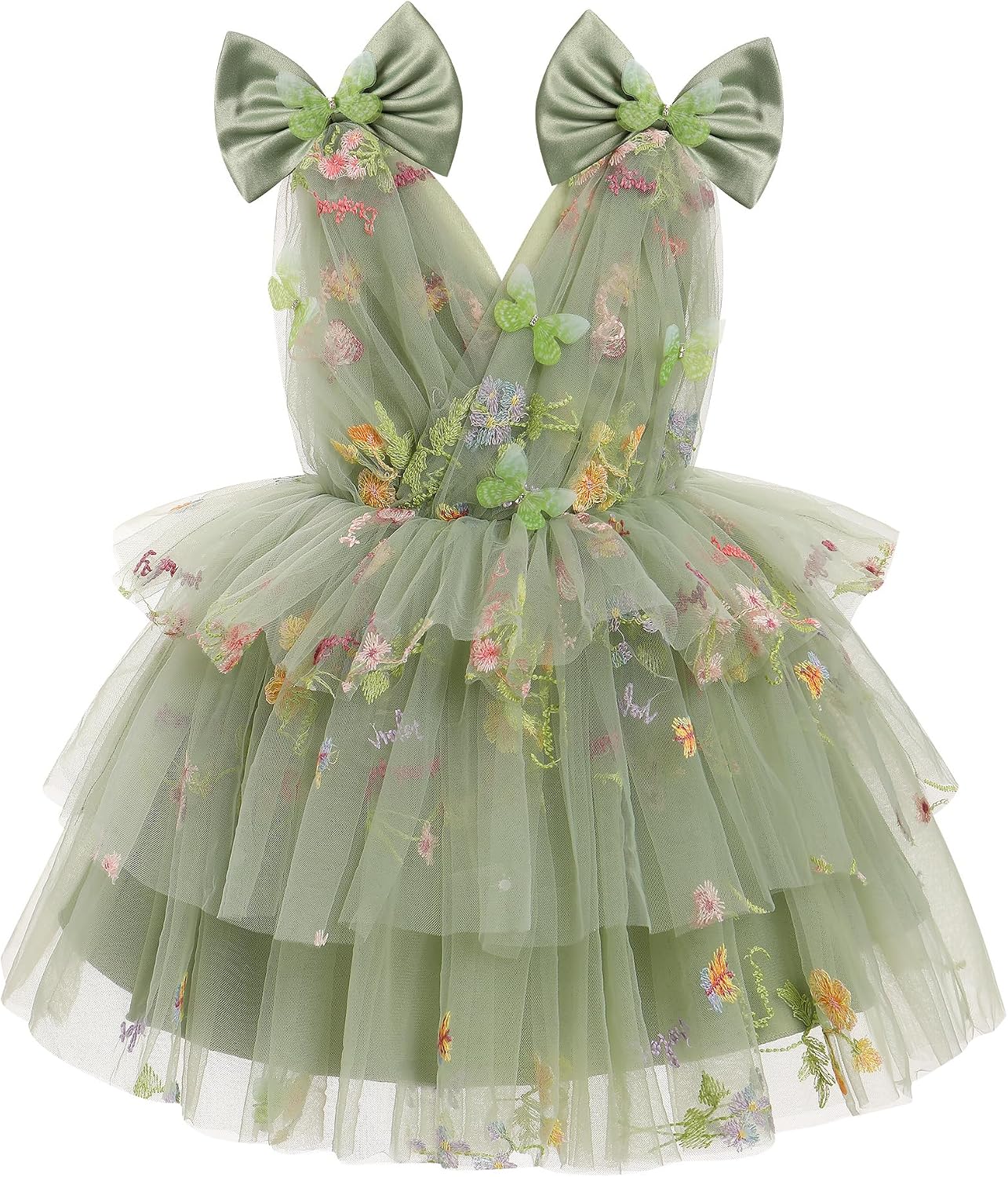 IMEKIS Toddler Girls Butterfly Birthday Dress Rainbow Tulle Formal Wedding Party Ruffle Tutu Dresses Photo Shoot