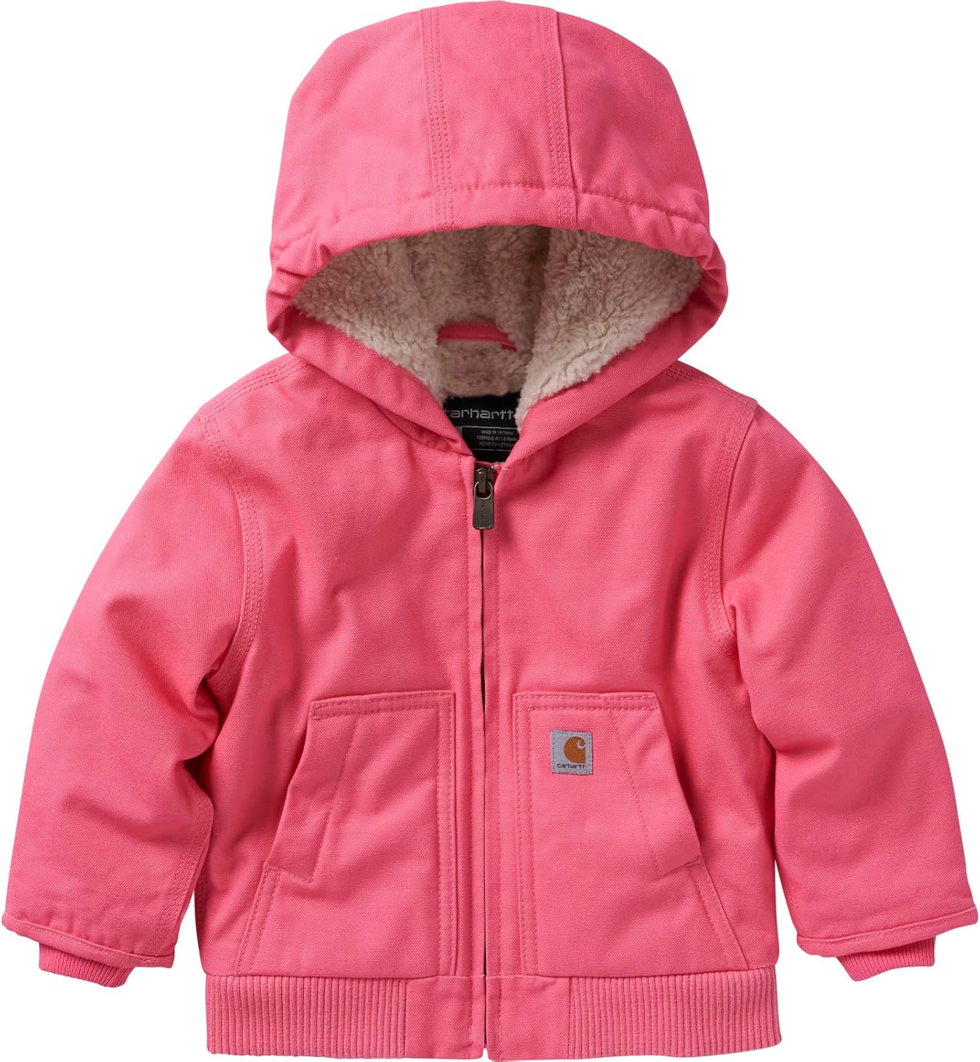 Carhartt Baby Girls Sherpa-Lined Hooded Canvas Zip-Up Jacket