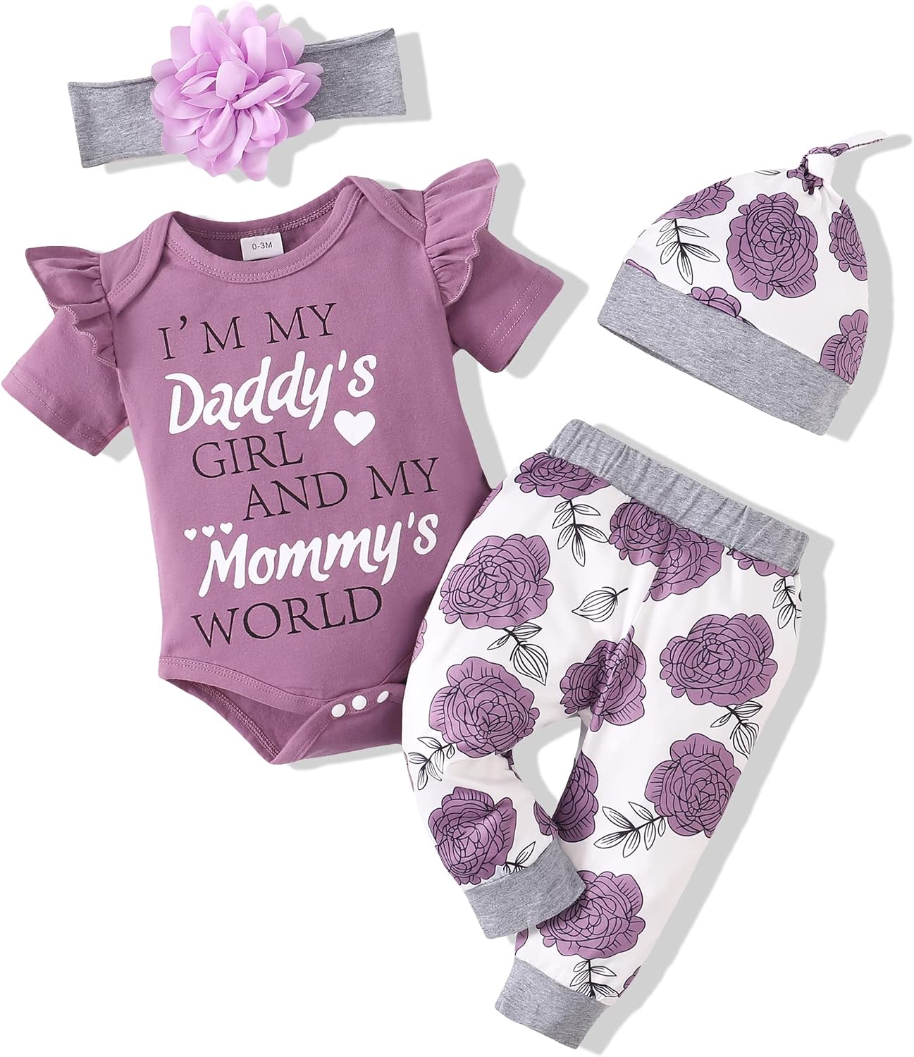 Renotemy Newborn Infant Baby Girl Clothes Summer Outfits Infant Romper Pants Cute Toddler Girl Clothes Gift Set