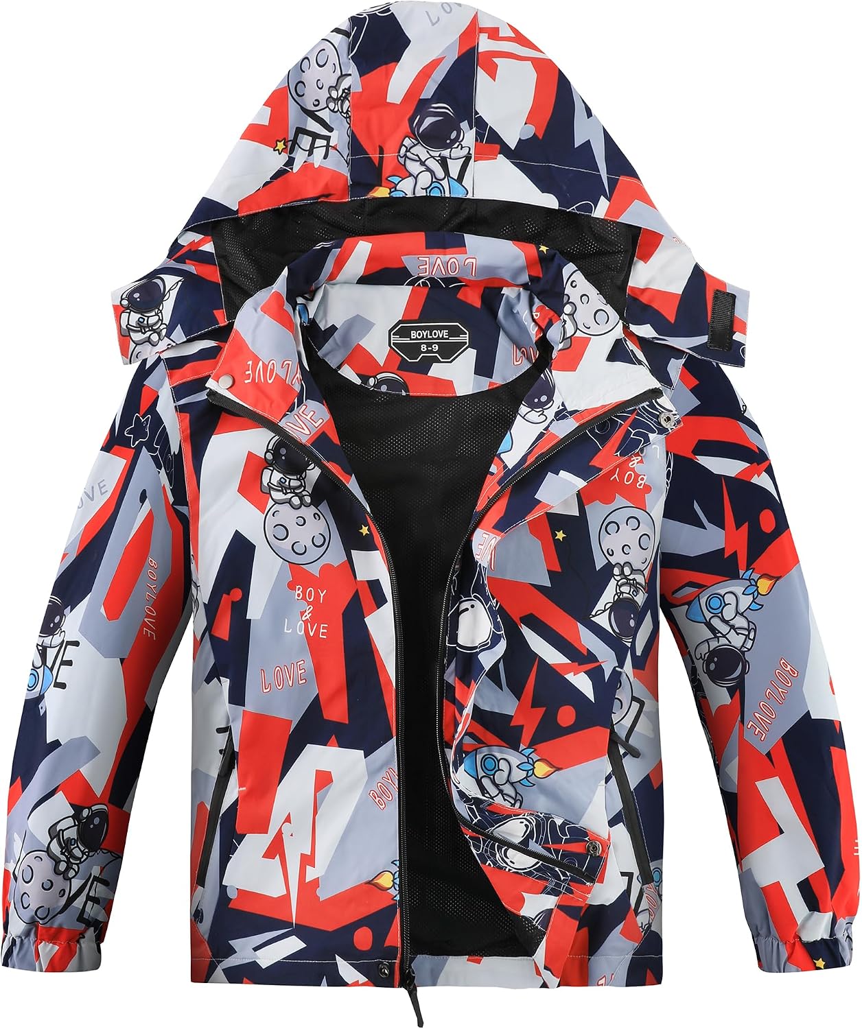 BOYLOVE Boys Girls Waterproof Raincoats for Lightweight Soft Mesh Lining Kids Windproof Jacket with Hood Easy to Fold