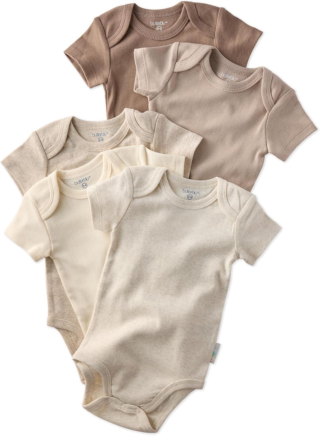 Butterblu Avery 5-Pack Short Sleeve Bodysuits 100% Organic Cotton Baby Clothes for Boys and Girls