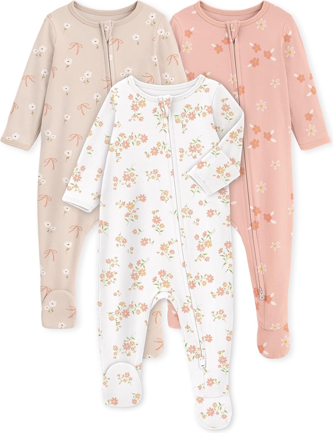 Yoofoss Baby Pajamas 100% Organic Cotton Baby Sleepers for Newborn 0-3 3-6 6-9 Months Boys Girl Clothes 3pcs Footed PJs