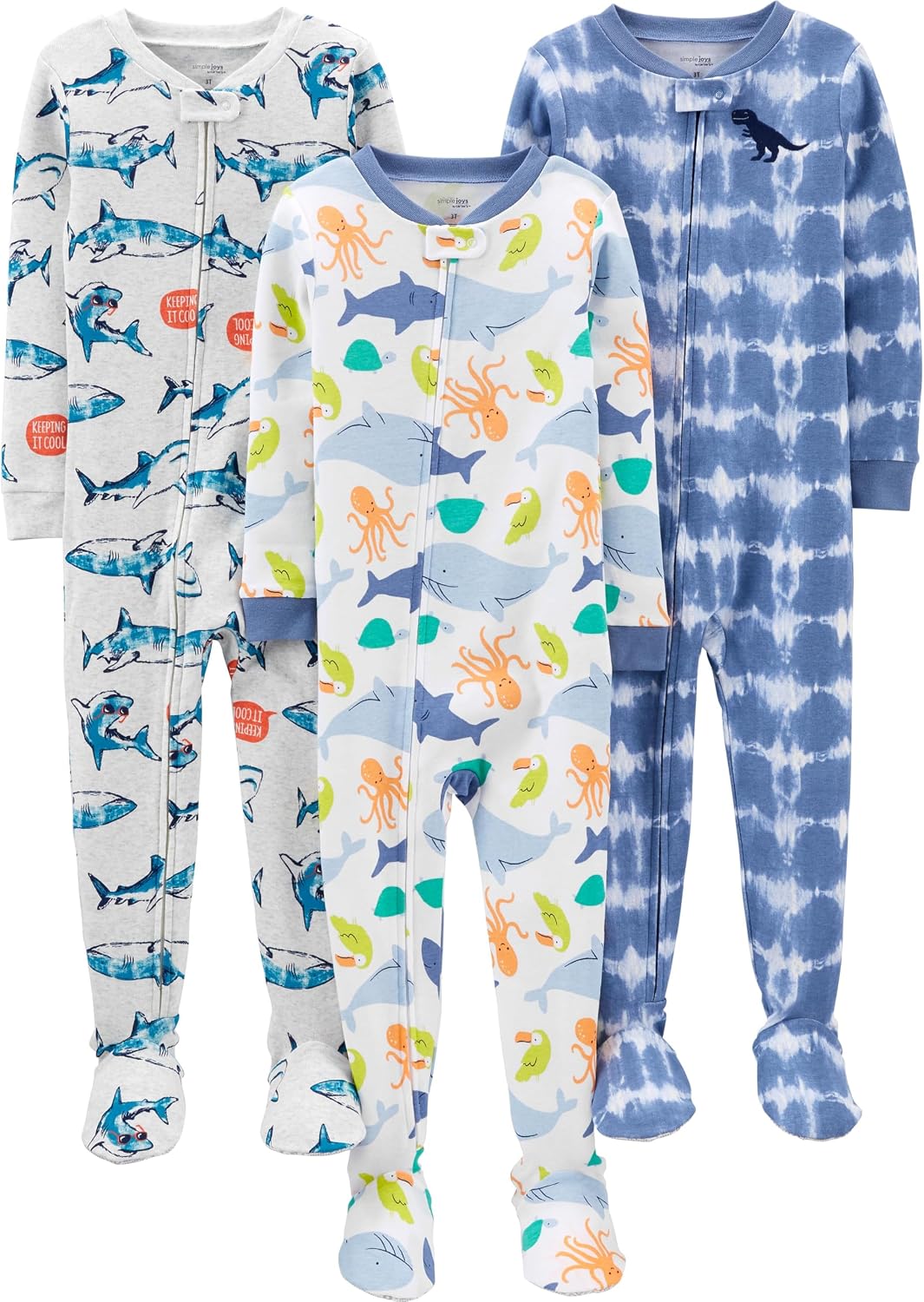 Simple Joys by Carter’s baby-boys 3-pack Snug Fit Footed Cotton Pajamas