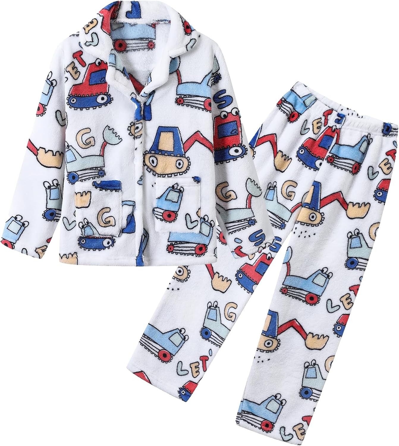Umeyda Boys Fleece Pajamas Set Flannel Fuzzy 2 Piece Outfits Pants Sets