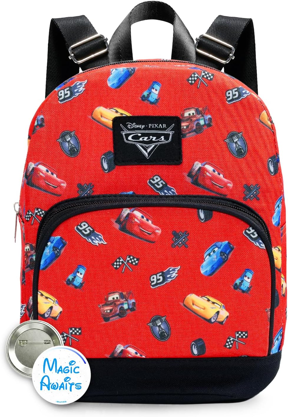 Disney Cars Mini Backpack Set – 10” Canvas Pixar Cars Backpack and Button | Lightning McQueen Backpack Bundle