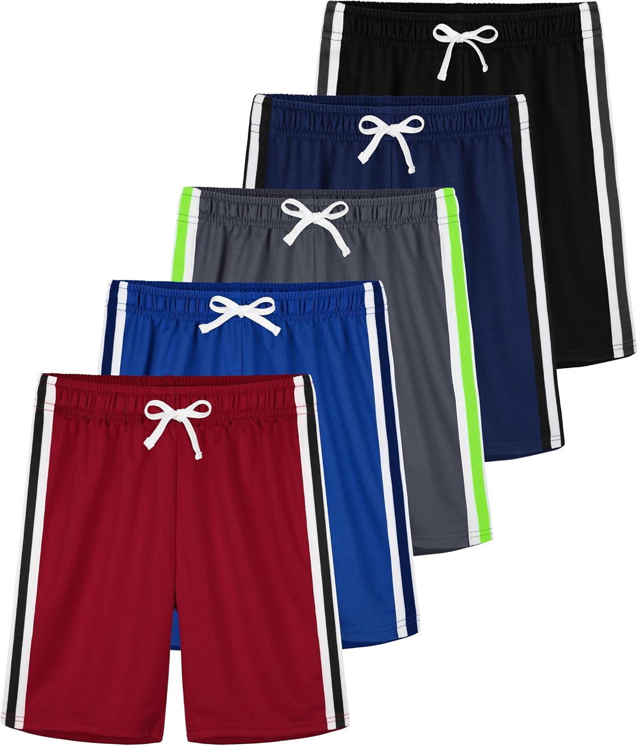 YERIOK 5 Pack Boys Athletic Shorts Boys Shorts Mesh Basketball Soccer Quick Dry Gym Clothes for Kids with Drawstring