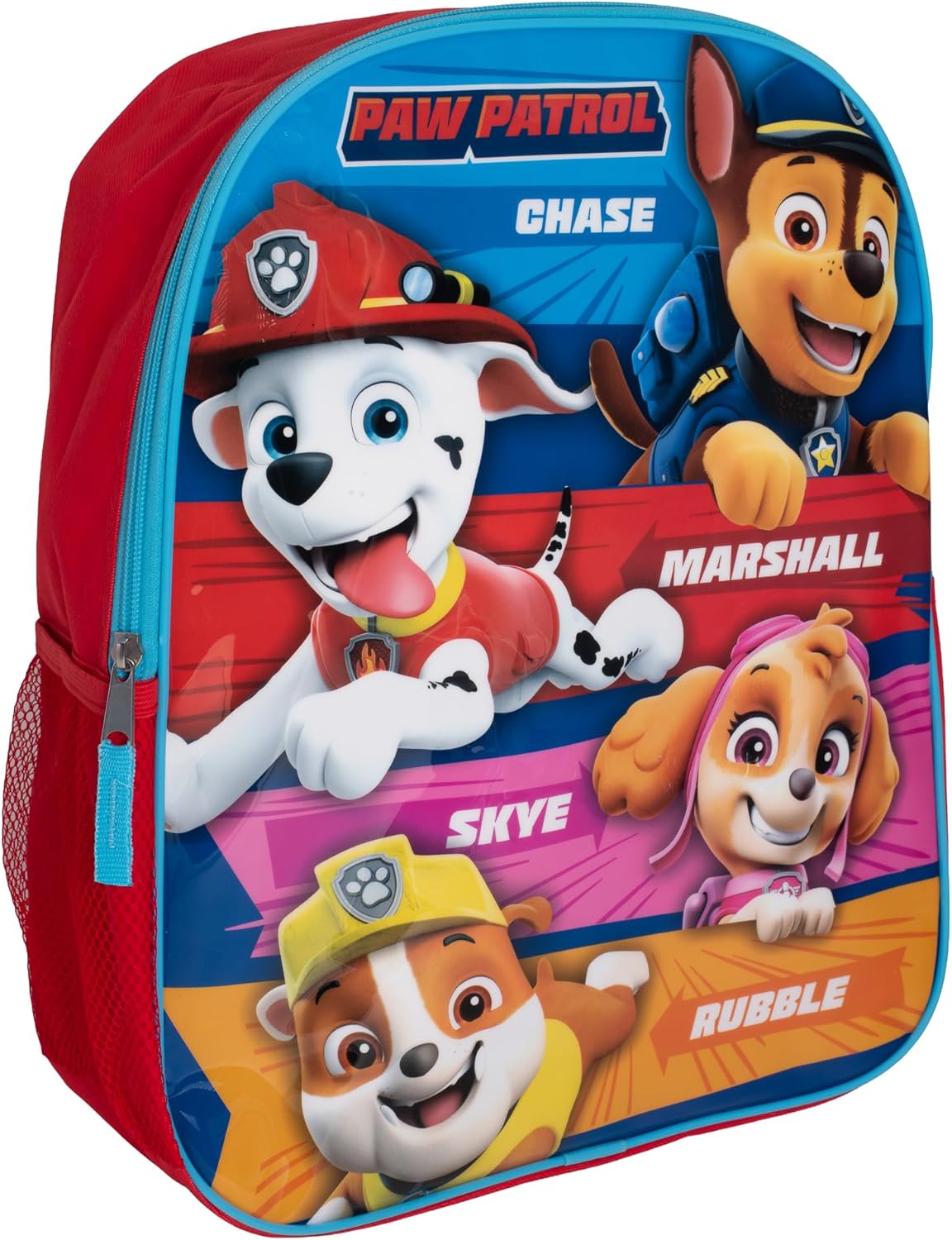 AI ACCESSORY INNOVATIONS Paw Patrol Kids Backpack, Girls & Boys 15″ School Book Bag Featuring Chase, Marshall, Skye, and Rubble, Red
