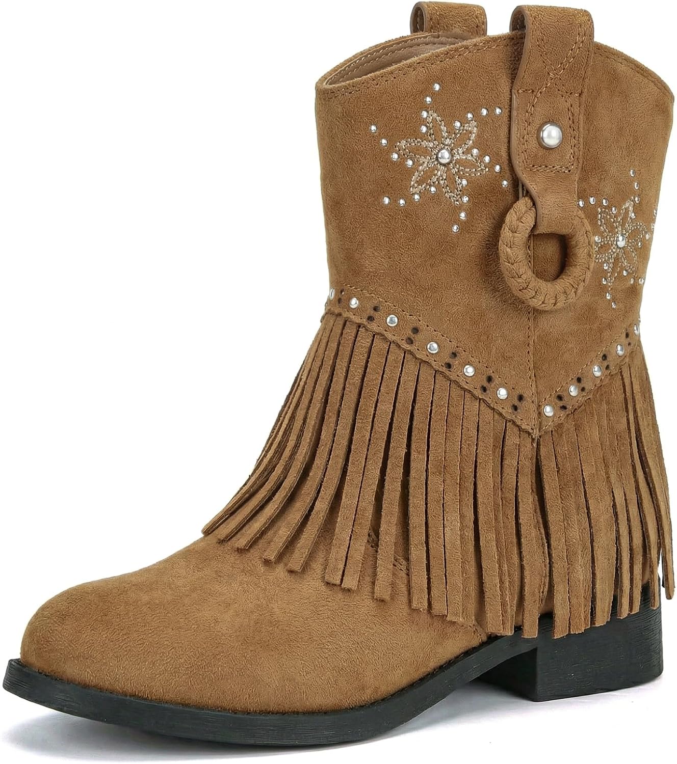 Choiran Fringe Cowgirl Boots for Girls – Floral Cowboy Boots for Little Kid/Big Kid/Toddler, Comfortable Non-Slip Suede Western Shoes for Daily, Rodeo Theme Party, Casual Wear