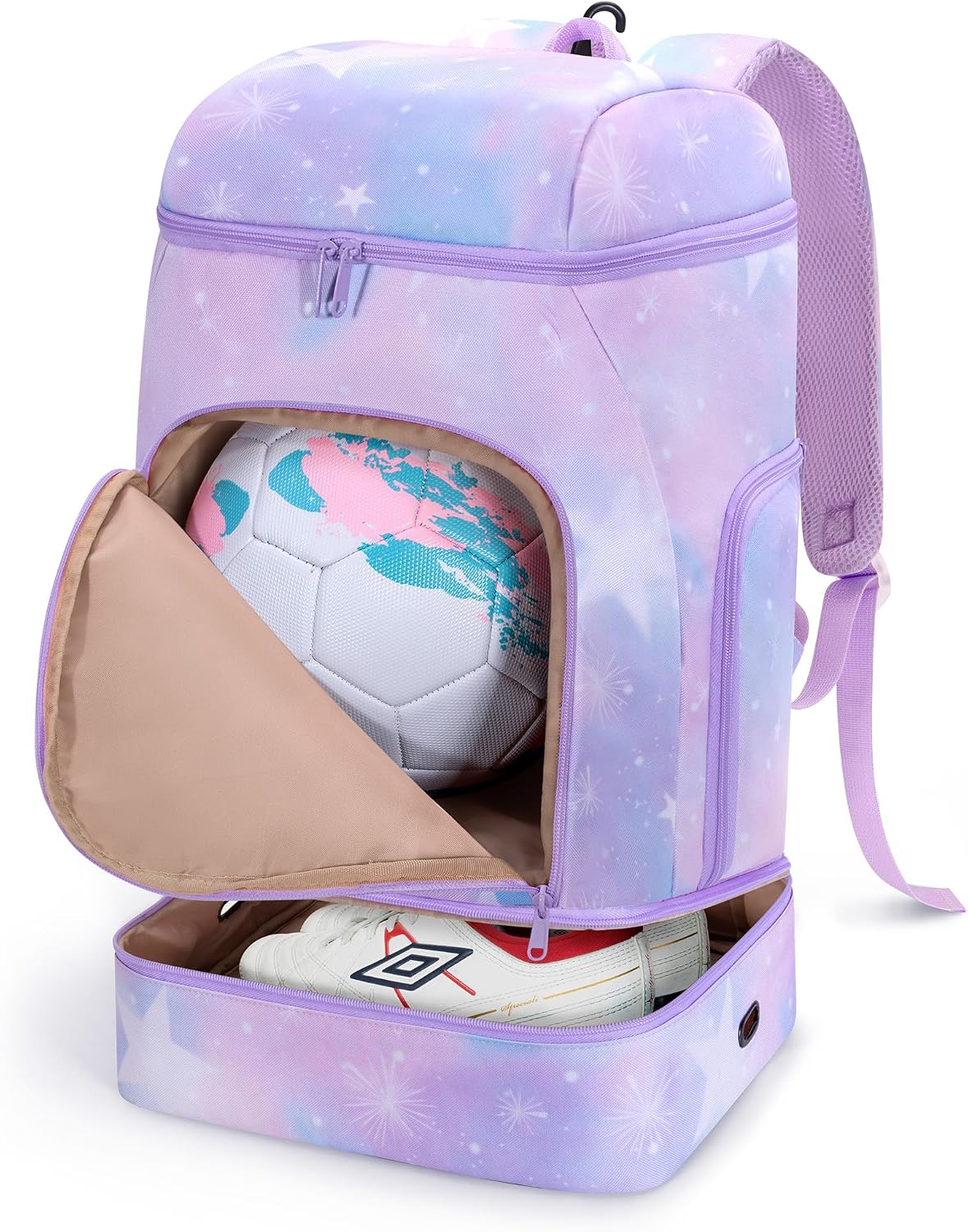 Smasrob Soccer Backpack for Girls with Separate Ball Pocket and Shoe Compartment, Sports Bags for Soccer, Basketball, Volleyball