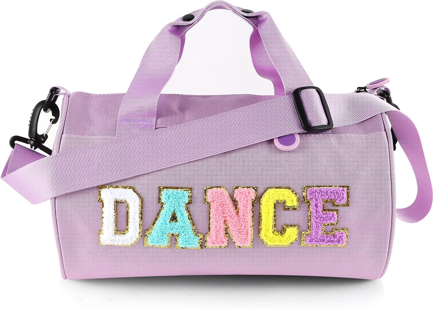 Dance Ballet Bag for Girls Sport Gym Duffle Bags Overnight Travel Bags Fun Dance Workout Duffel Bag Toddler Cute Bag for Dancers, Girls, Teens, Student Athletes (Purple)