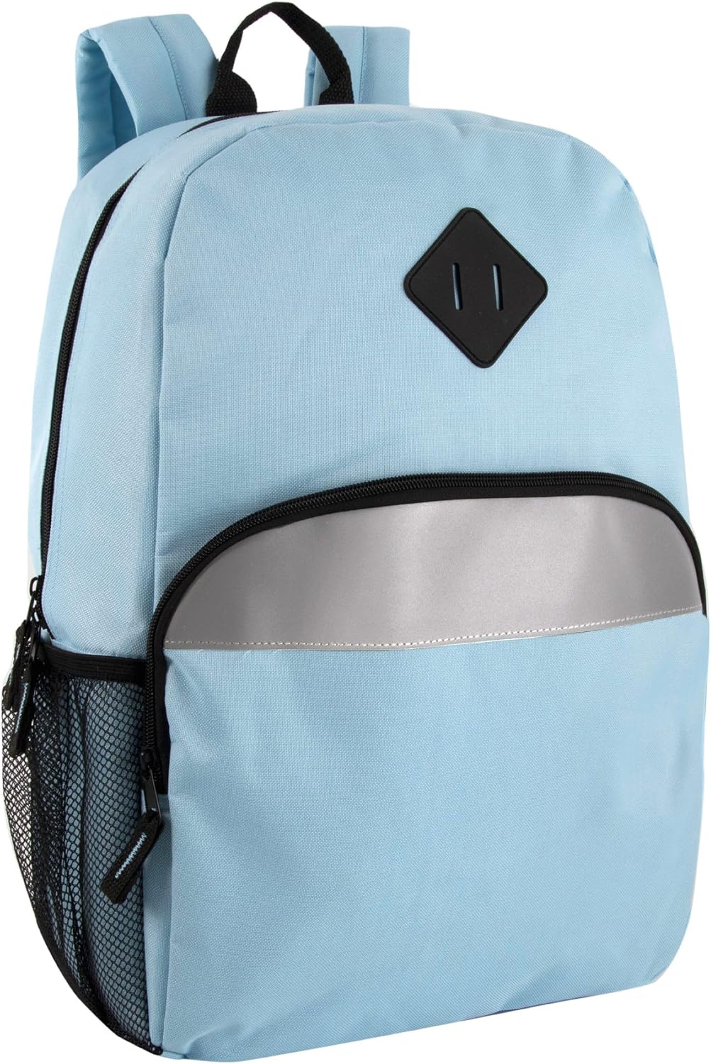 Trail maker 17″ Backpack – Reflective School Backpack with Padded Straps, Water Bottle Pockets for Kids & Adults, School Travel Camp (Blue Light)