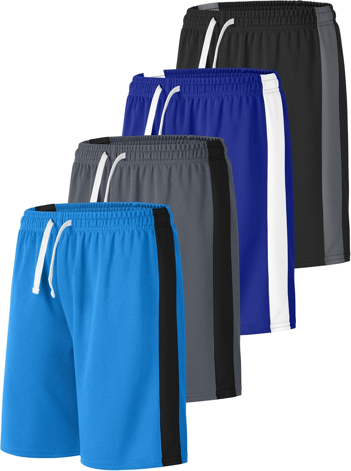 Resinta 4 Pack Boys Shorts Boys Athletic Basketball Shorts Kids Mesh Quick Dry Active Sports Gym Soccer Shorts for Summer