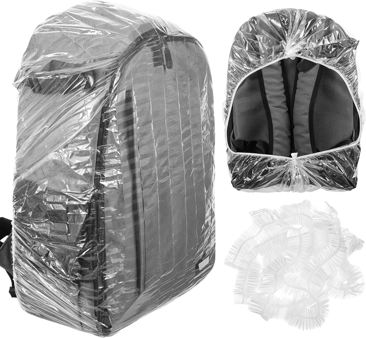 10 Pack Backpack Rain Cover, Disposable Waterproof Lightweight Backpack Cover Elastic Protector for Backpacks Outdoor Hiking Cycling Camping Travel Emergency 15-40L