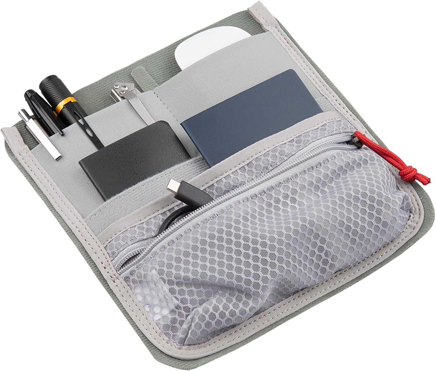 Vertx Admin Organizer Multi Pocket for Backpack, Bag Organization, Hook and Loop Attachment, Grey – One Size
