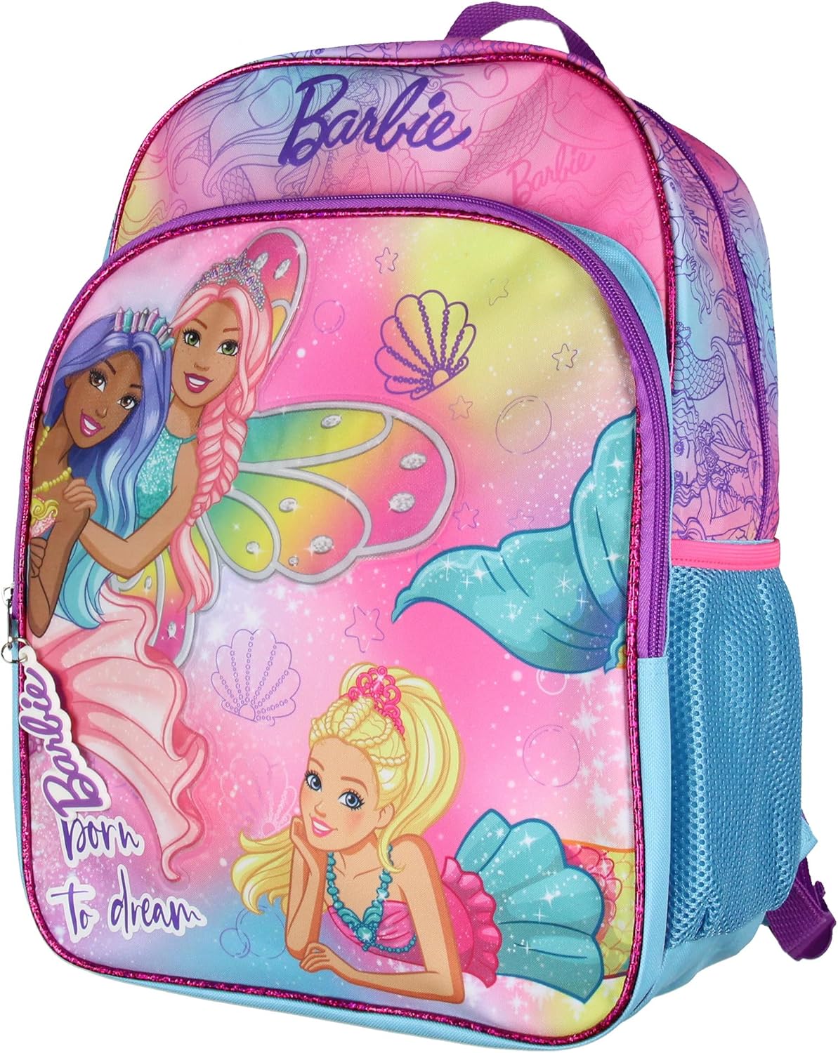 AI ACCESSORY INNOVATIONS Barbie Born To Dream 17″ Mermaids and Fairies School Backpack Travel Laptop Book Bag with Padded Adjustable Straps