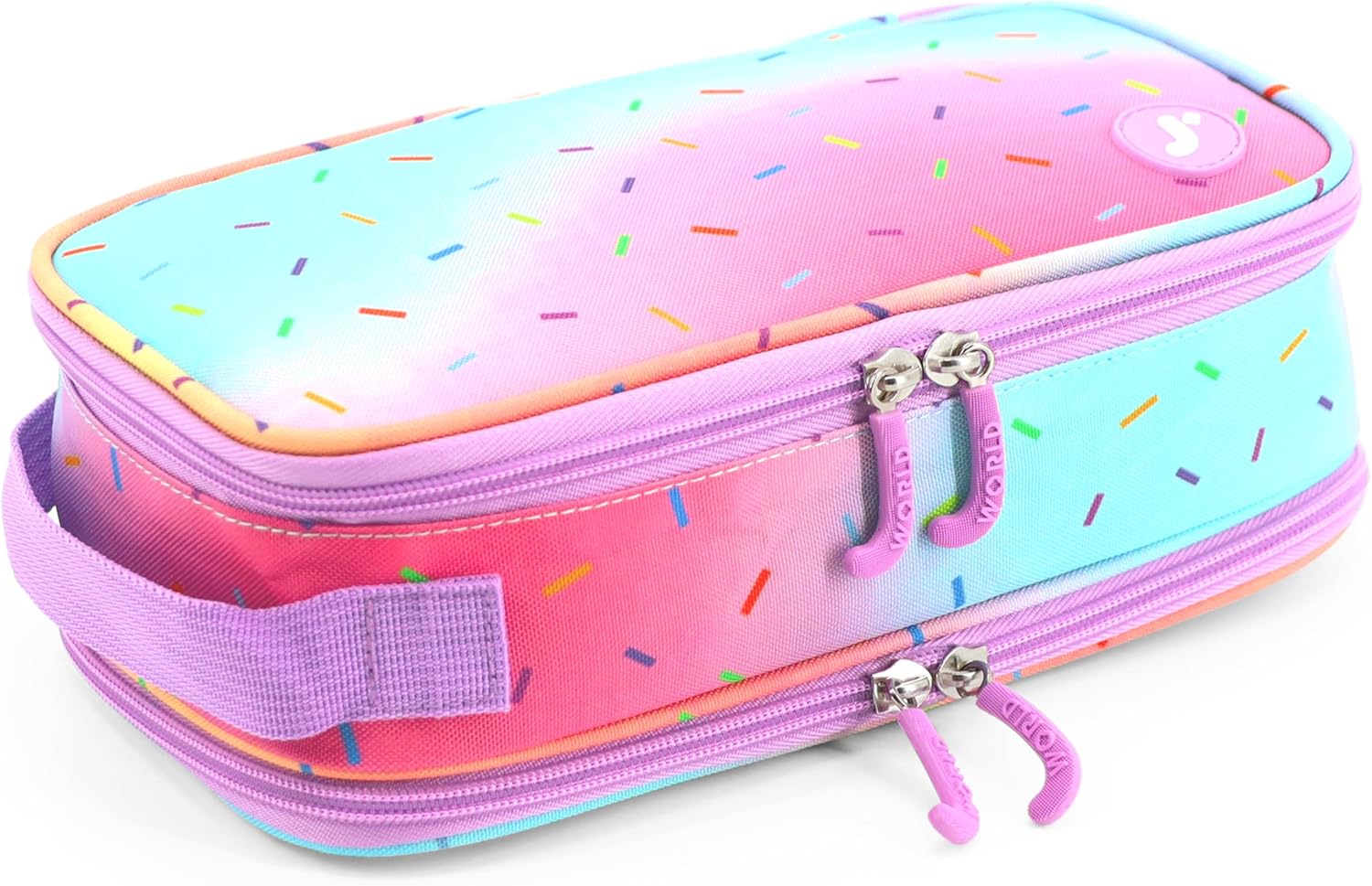 J World New York Doodle Large Capacity Pencil Case. 2 Compartment Pouch Pen Bag for School Teen Girl Boy Women, Confetti