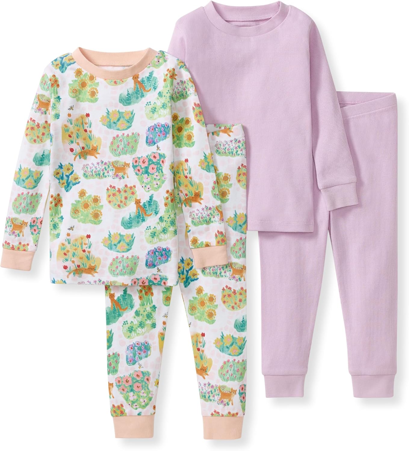 Burt’s Bees Baby Organic Cotton Pajamas for Girls,100% Cotton Pajama Set
