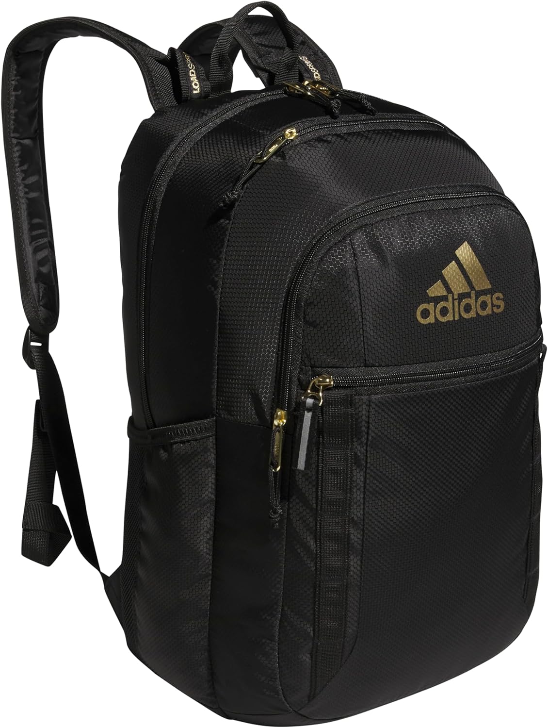 adidas Excel 7 School Backpack for Laptop, Gym and Travel, 34L, Black/Gold Metallic/7, OSFA