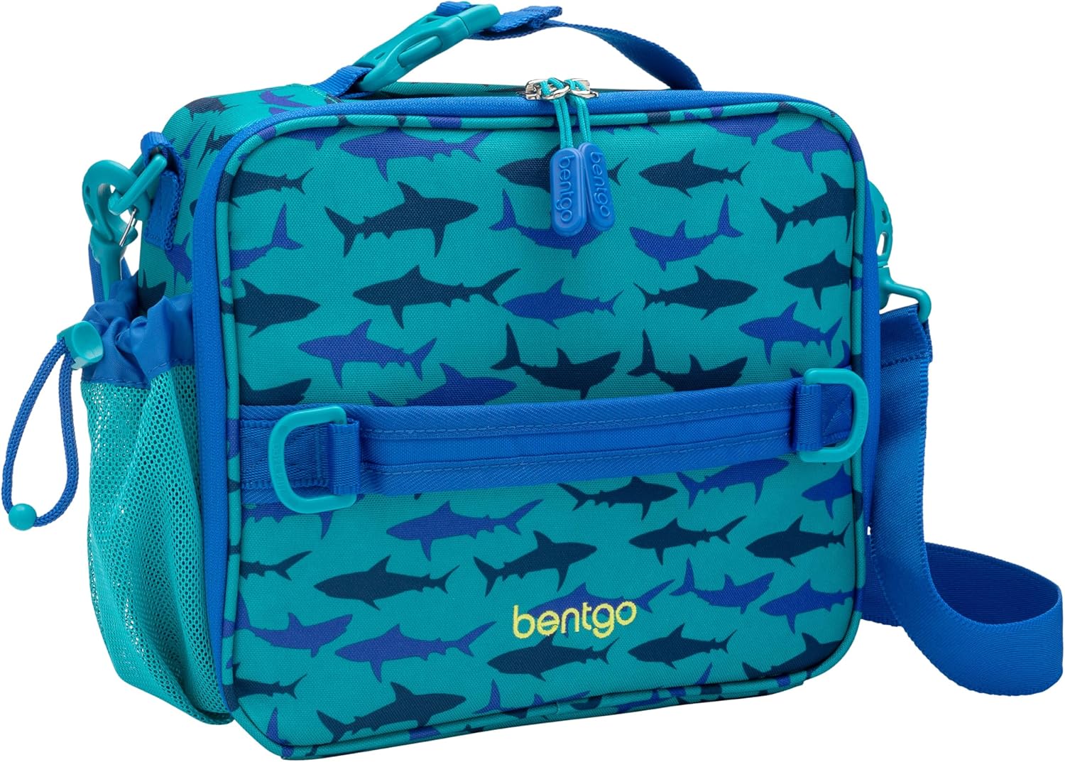 Bentgo Kids Lunch Bag – Durable, Double-Insulated Lunch Bag for Kids 3+; Holds Lunch Box, Water Bottle, & Snacks; Easy-Clean Water-Resistant Fabric & Multiple Zippered Pockets (Shark)