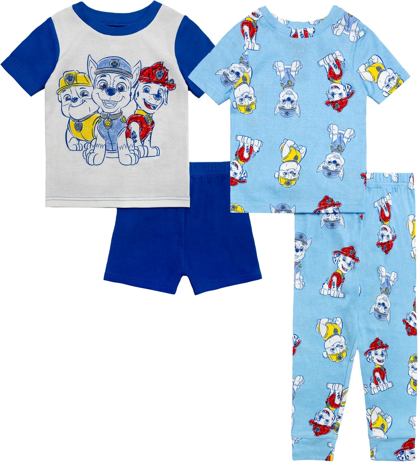 Nickelodeon Boys’ 4-piece Snug-fit Cotton Short-Sleeve Matching Pajama Set, Soft & Cute for Kids