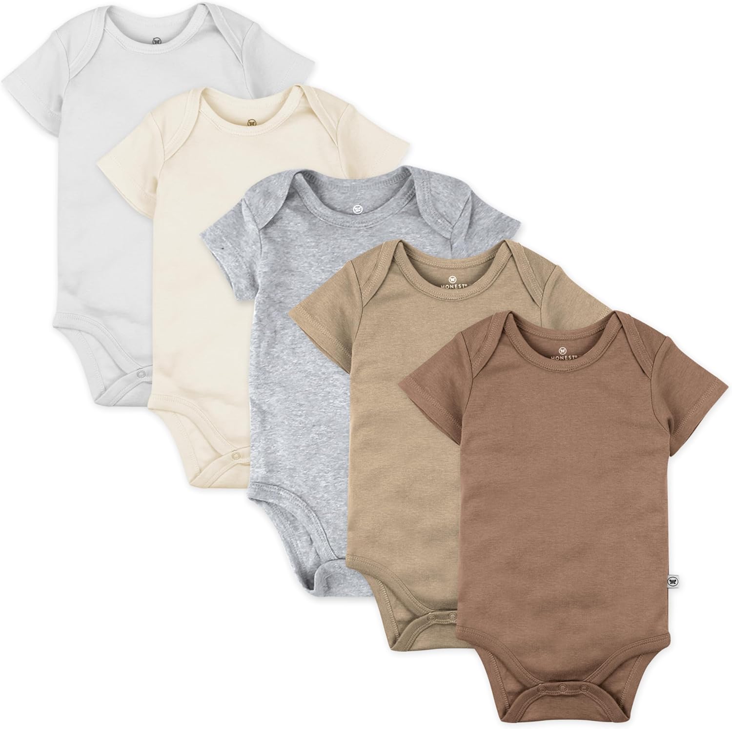 HonestBaby 5-pack Short Sleeve Bodysuits One-piece 100% Organic Cotton for Infant Baby Boys