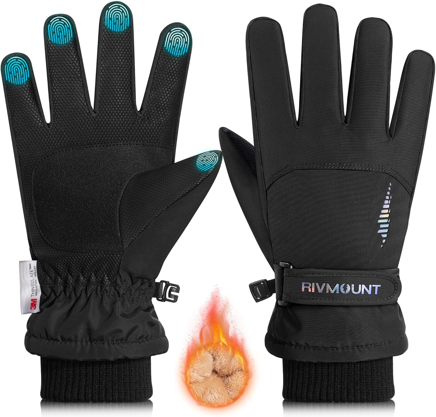 rivmount Kids Winter Gloves Warm Thermal Cold Weather Snow Waterproof Windproof Touchscreen Ski for Boys Girls