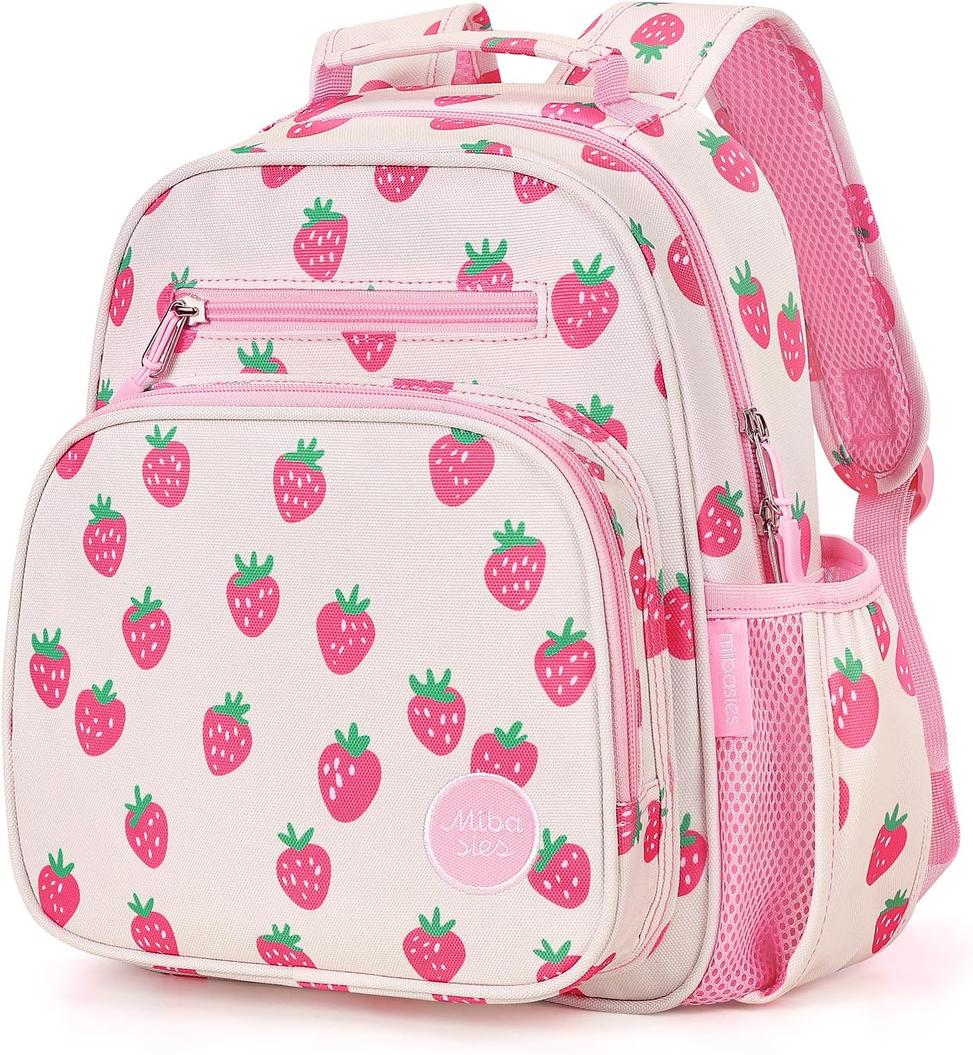 mibasies Toddler Backpacks for Girls 2-4: Little Kid Bookbag for Preschool Prek Daycare Strawberry Pink