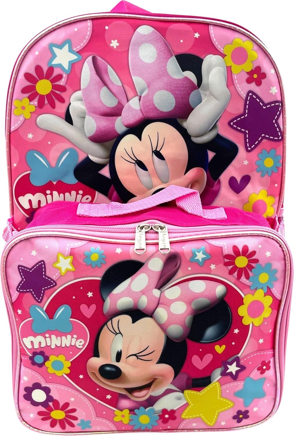 Disney Minnie Mouse 16 Inch Girl’s Backpack With Removable Lunch Box Set (Minnie Always Active)