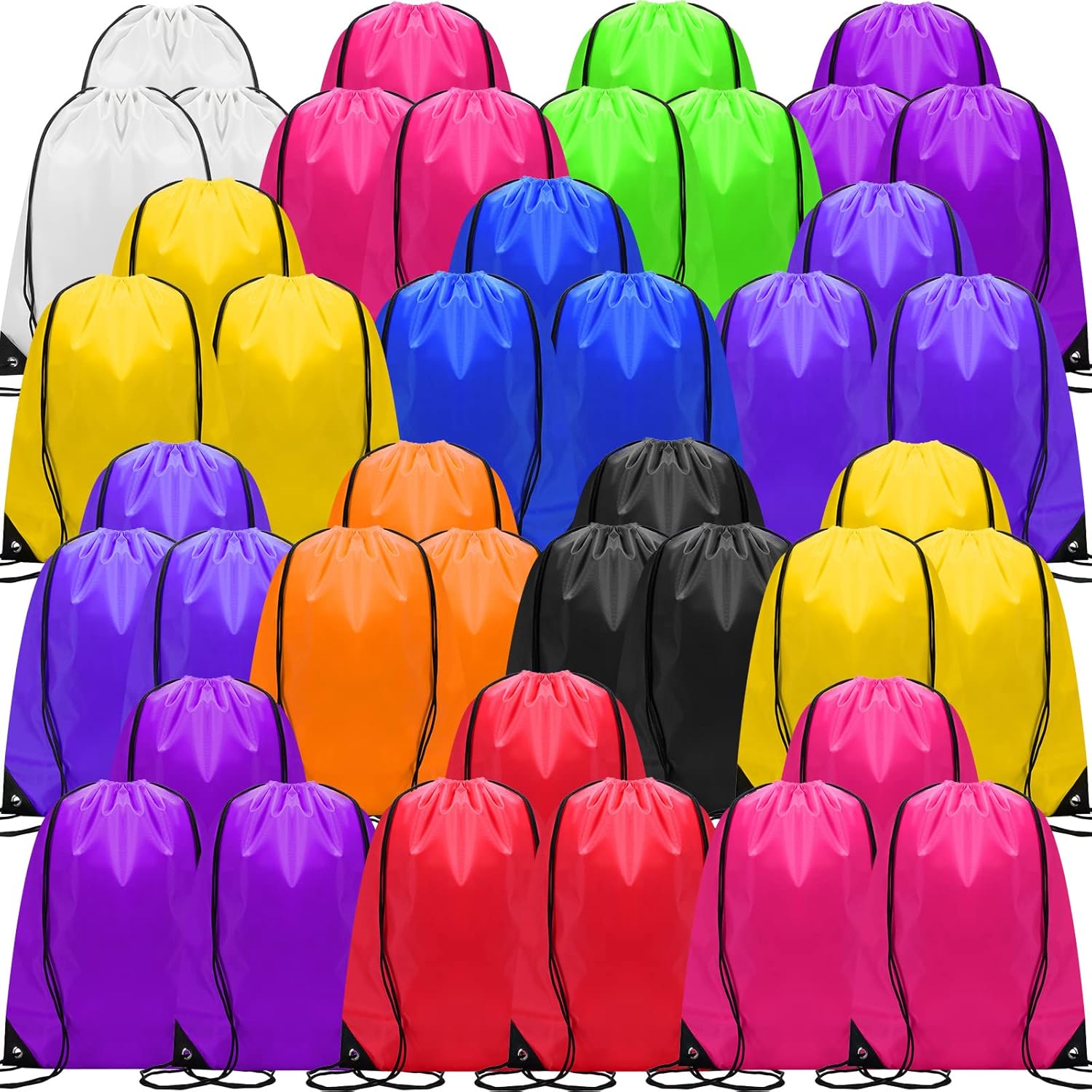 Shappy Drawstring Backpack Bulk Sports Gym Cinch Bag Polyester String Bag for Men Women(10 Colors,100 Pcs)