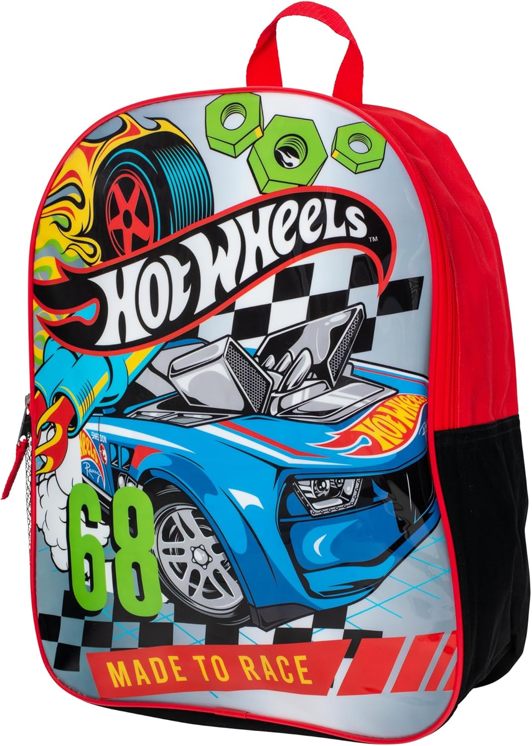 AI ACCESSORY INNOVATIONS HotWheels Backpack for Boys, 16″ Race Car School Bag, Red