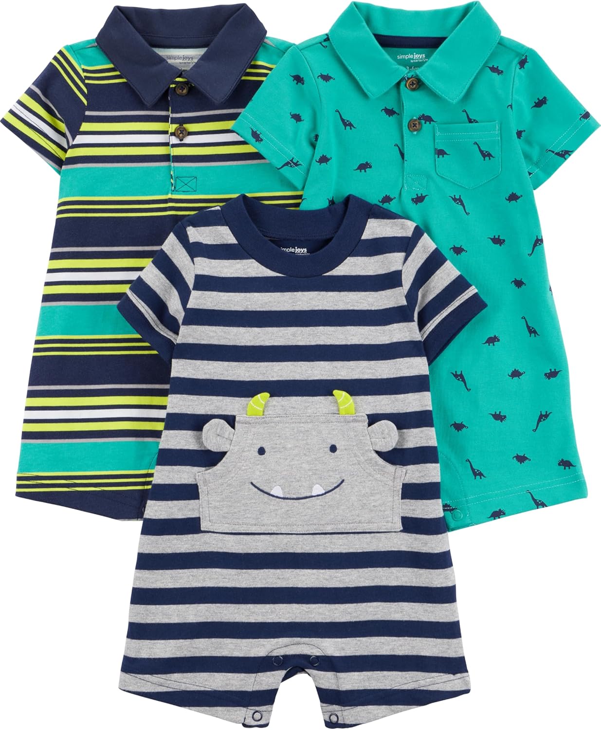 Simple Joys by Carter’s Baby Boys’ 3-pack Rompers