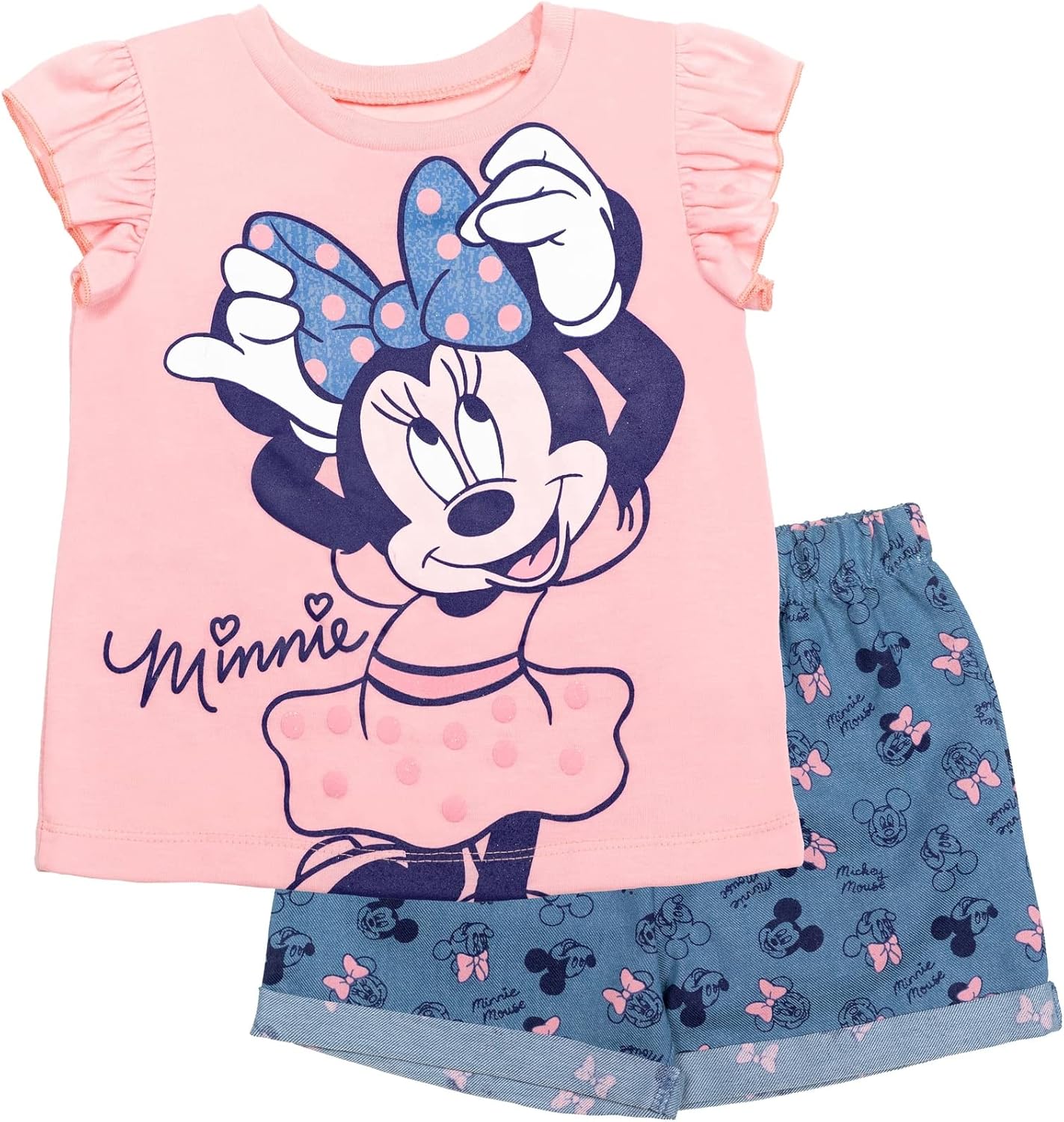 Disney Minnie Mouse Girls’ 2-Piece Top and Shorts Set for Baby & Kids