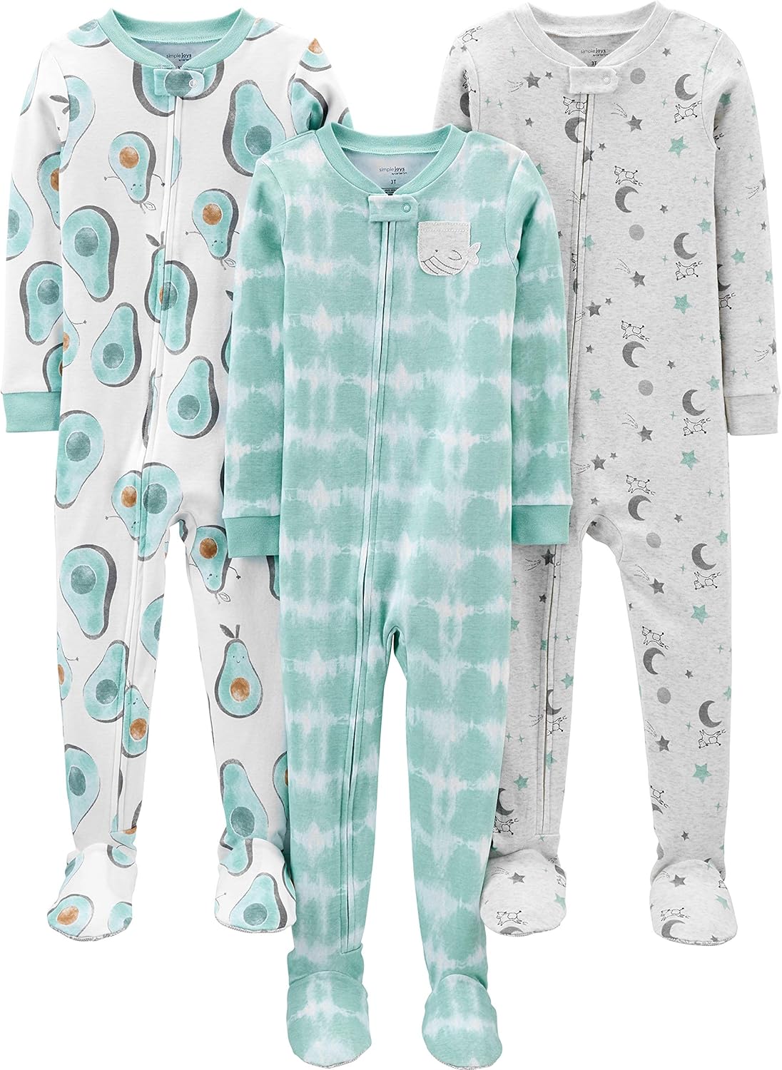Simple Joys by Carter’s Baby Boys 3 pack Snug Fit Footed Cotton Pajamas