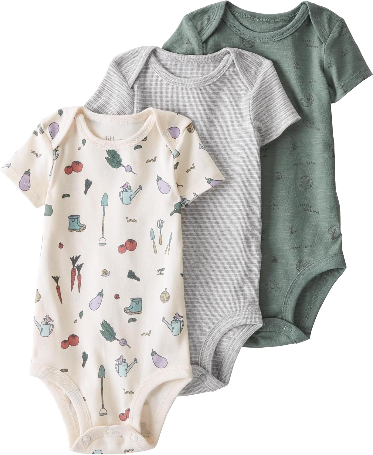 little planet by carter’s Unisex Baby 3-pack Short Sleeve Bodysuits Made With Organic Cotton