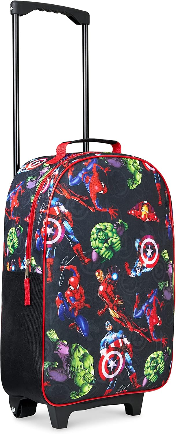 Marvel Avengers Spiderman Kids Suitcase Foldable Carry On Luggage with Wheels Lightweight Travel Trolley Bag for Vacations Trips Gifts for Boys (Multicolor Avengers)