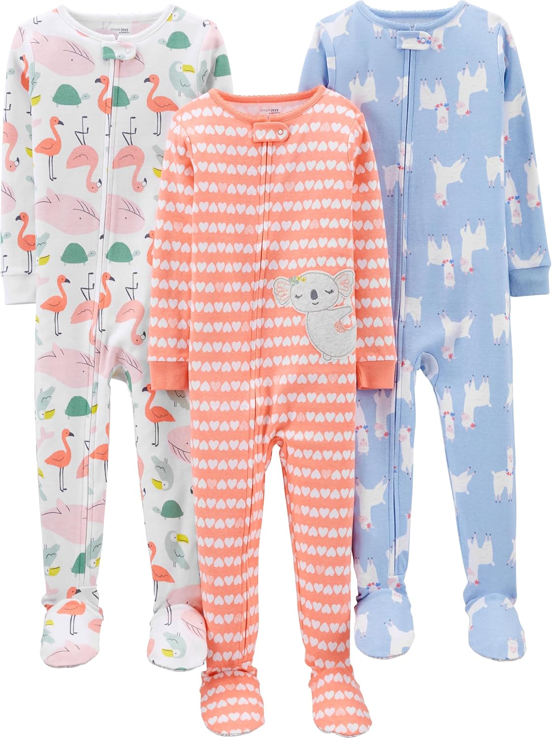 Simple Joys by Carter’s Girls 3-pack Snug Fit Footed Cotton Pajamas