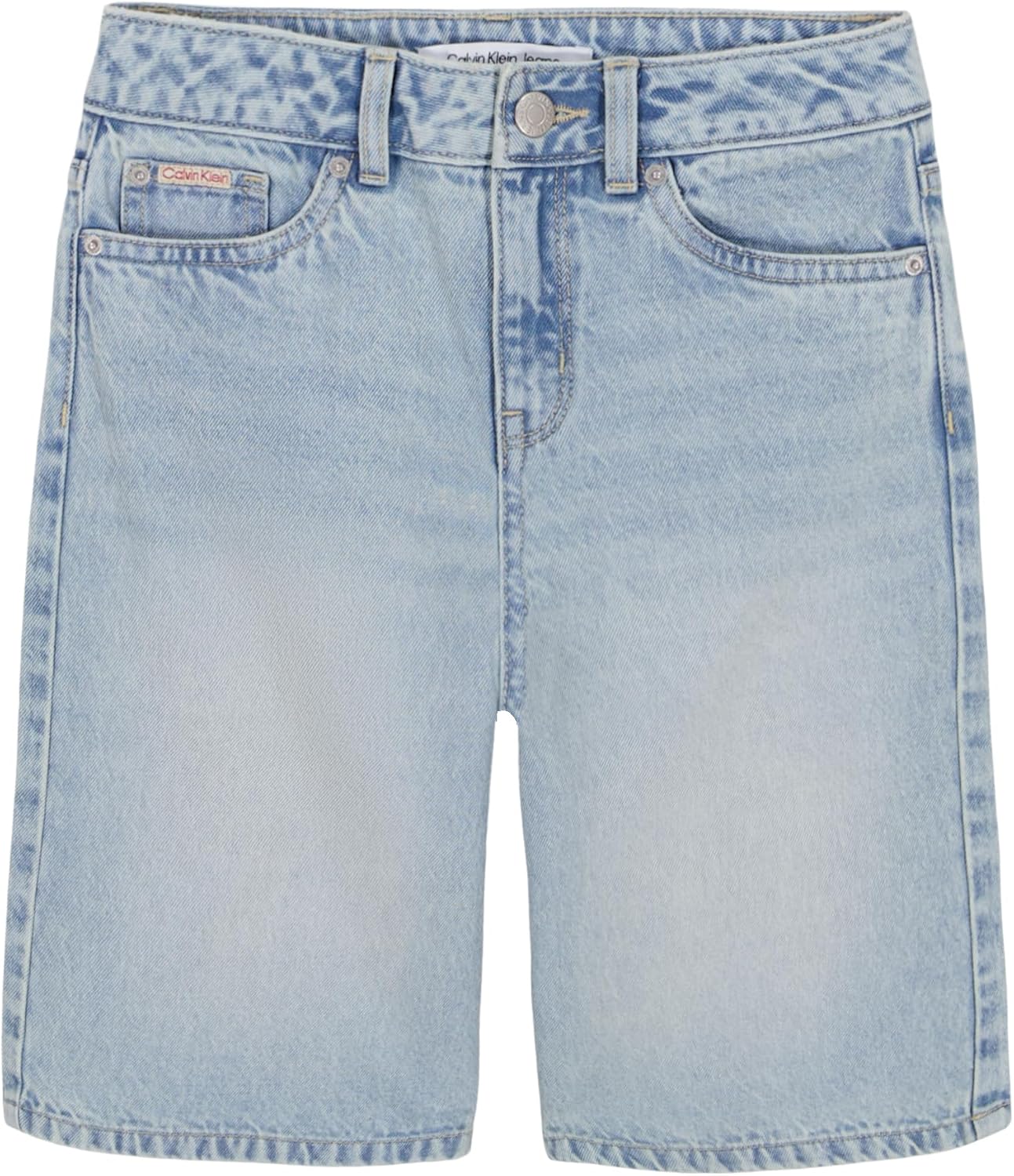 Calvin Klein Girls’ Mid-Rise Denim Bermuda Style Jean Shorts