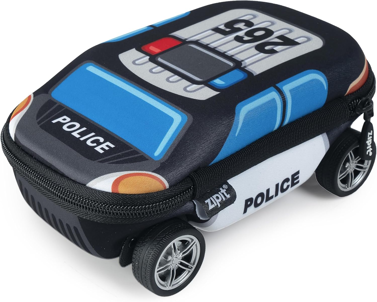 ZIPIT Police Car Pencil Case for Boys, Large Capacity Pencil Box, Blue