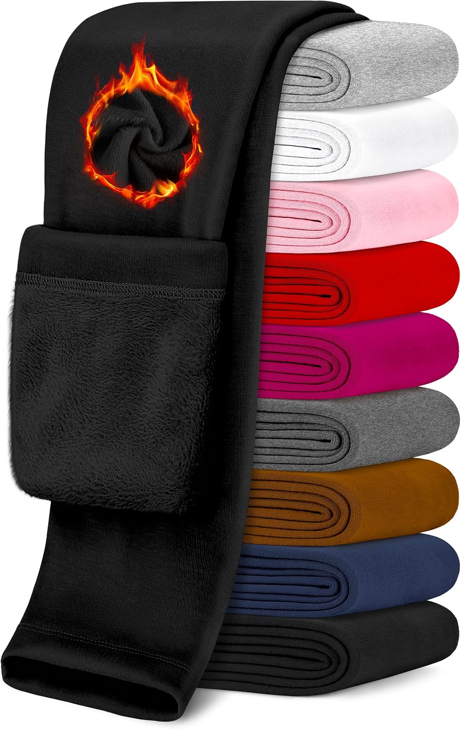 Girls Fleece Lined Leggings Winter Warm Leggings Thick Thermal Pants for Toddler Kids Teen Tights Full Length 2T-12Y