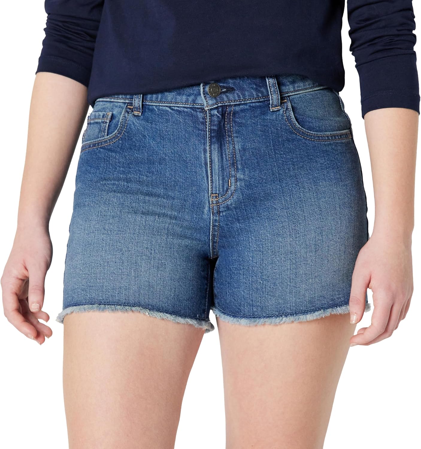 Amazon Essentials Girls’ Medium Stretch Mid-Rise Cut-Off Jean Shorts