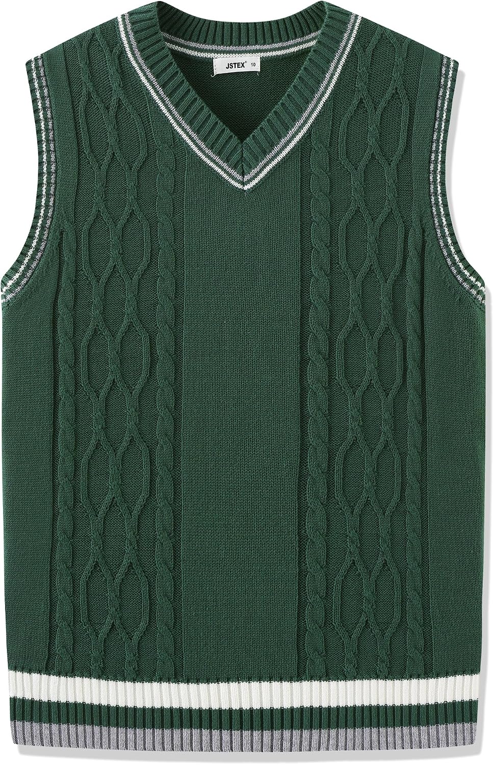 JSTEX Boys Sweater Vest 100% Cotton Kids Uniform Vest V-Neck Sleeveless Knit Pullover for Boy Girls Toddler Size 4-14