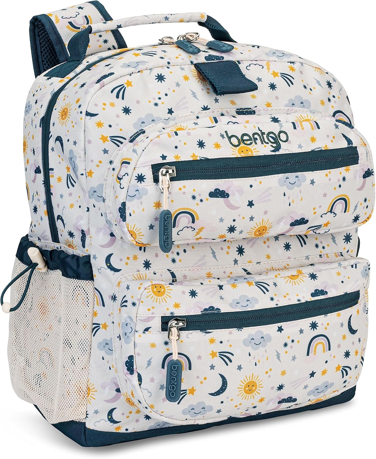 Bentgo Kids Backpack – Lightweight 14” Backpack in Fun Prints for School, Travel, & Daycare, Ideal for Ages 4+, Roomy Interior, Durable & Water-Resistant Fabric, & Loop for Lunch Bag (Friendly Skies)