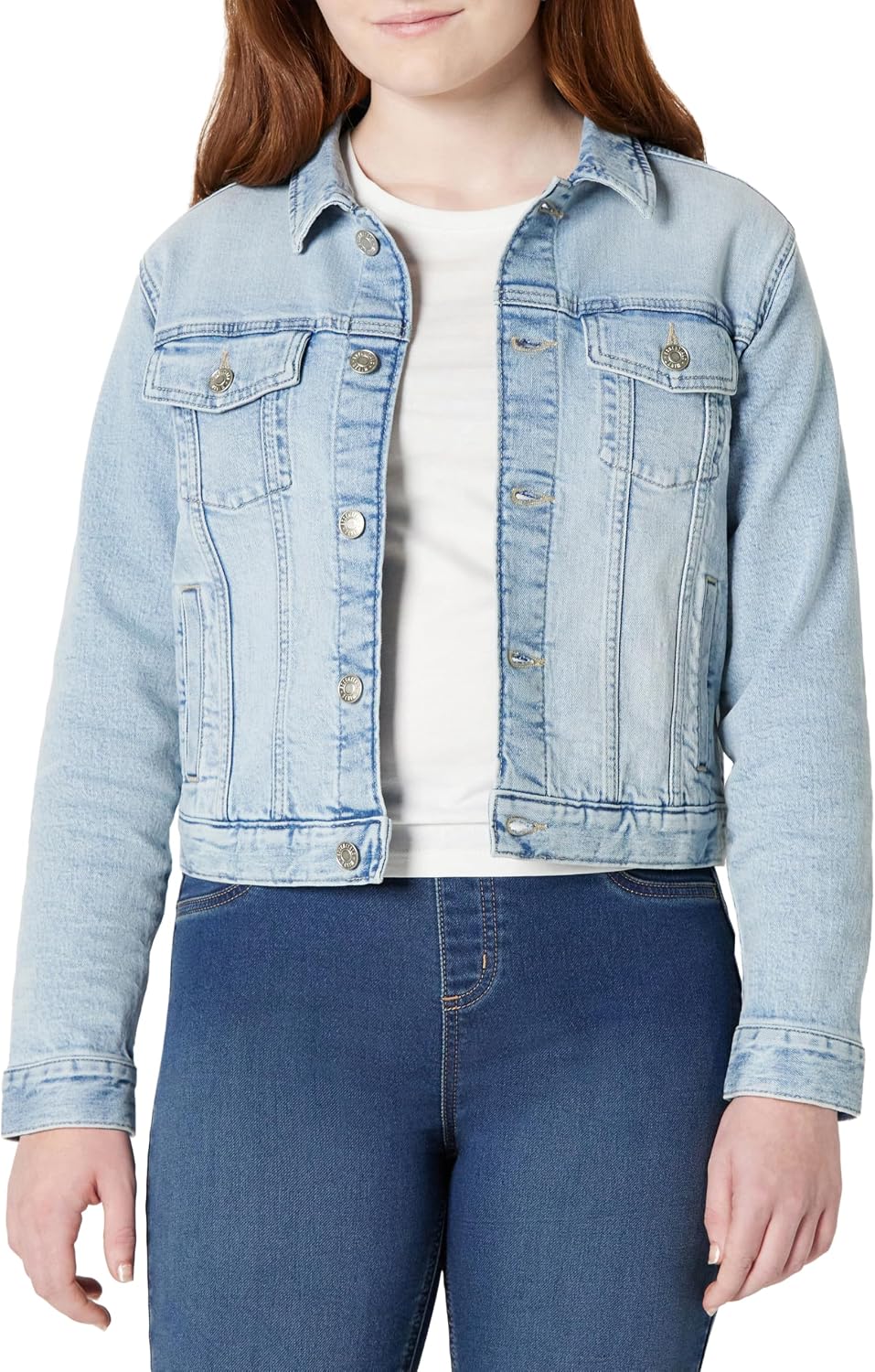 Amazon Essentials Unisex Kids’ Medium Stretch Regular-Fit Denim Trucker Jacket for Boys and Girls