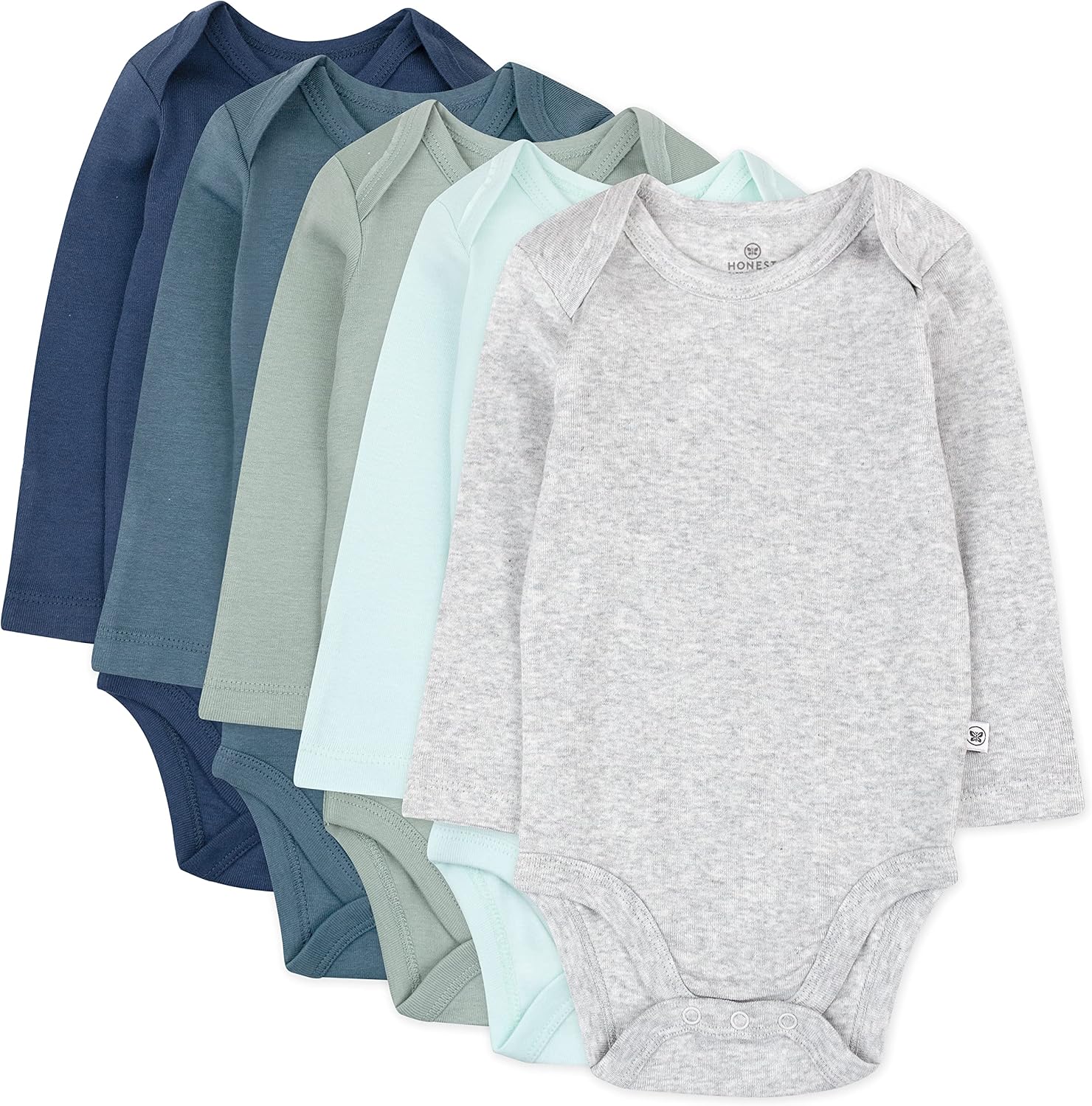 HonestBaby baby-girls 5-pack Long Sleeve Bodysuits One Piece 100% Organic Cotton for Infant Baby Girls